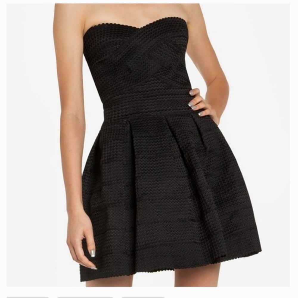 Express - Black Elastic Mini Flare Dress (Size XS)